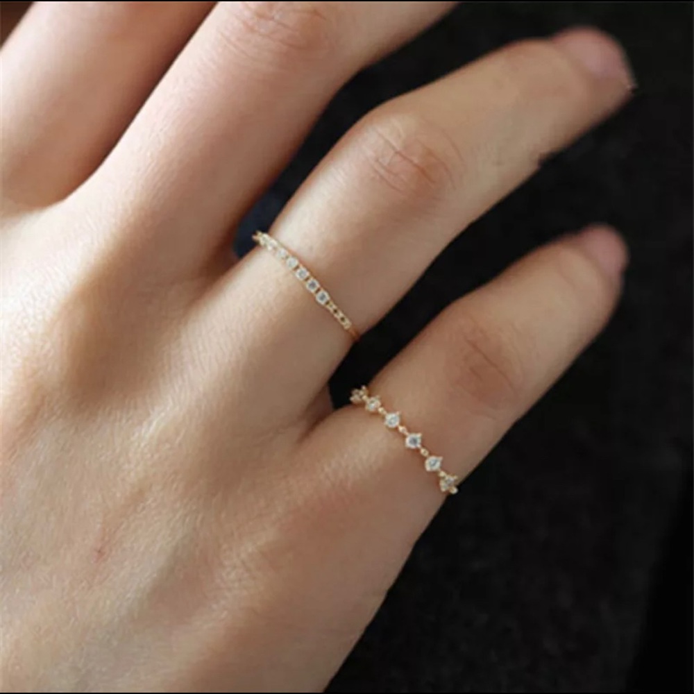 New 925 Sterling Silver Simple Pave Diamond Ring
